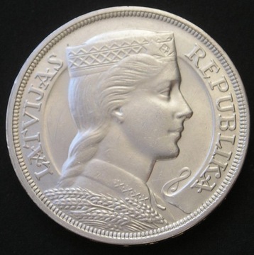 Łotwa 5 lati 1929 - srebro
