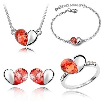 Komplet biżuterii rubinowe serce