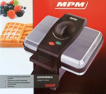 Gofrownica MPM S-633G 1000W srebrno-czarna