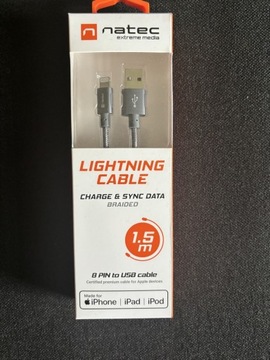 Natec kabel Lightning szary