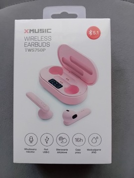 XMUSIC TWS750P Słuchawki douszne (różowe)