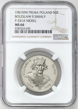 PRÓBA Nikiel 50 złotych 1981 Bolesław Śmiały NGC66