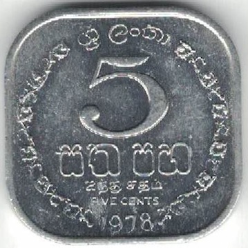 Sri Lanka 5 centów cents 1978 21.52 mm nr 2