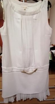 MACCA Sukienka biała, prosta z falbankami r. 42