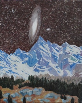Pejzaż z gwiazdami Obraz olejny 40x50