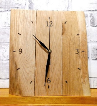 Zegar z drewna dębowy drewniany ścienny kominkowy