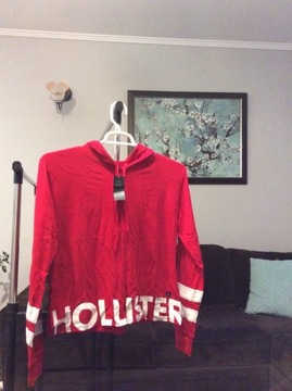 Damska bluzka z kapturem Hollister M, czerwona