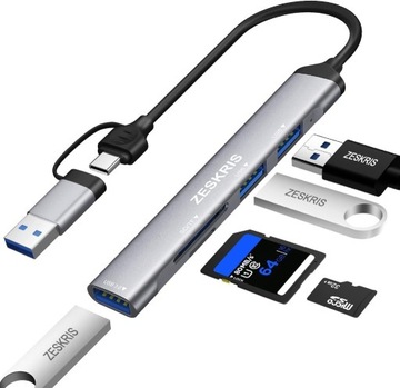 HUB USB C ZESKRIS POSIADAJĄCY 5 PORTÓW