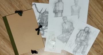 Teczka Zara Home + rysunki ołówek i plakat