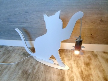 Kot z myszką, lampka nocna metalowa
