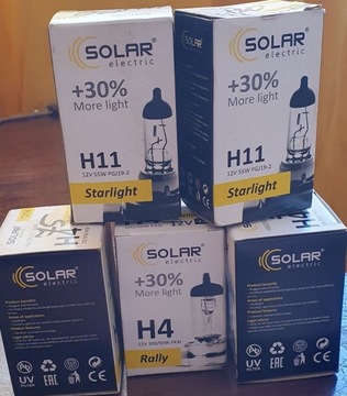 Zestaw Żarówki Solar H11, H4