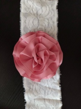 opaska gumokoronka różowy kwiat
