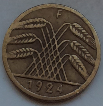 Niemcy Weimar 5 rentenfenigów, 1924 F