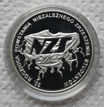 Moneta 10 zł 2011 r. 30 rocznica powstania NZS 