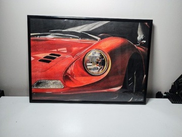Ferrari Dino plakat rysunek prezent A3 42x30