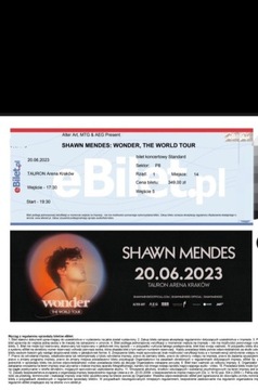 Bilet Shawn Mendes-czerwiec 2023 x2