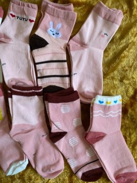 Nowe 10 par skarpet dziecięcych różowe skarpetki 