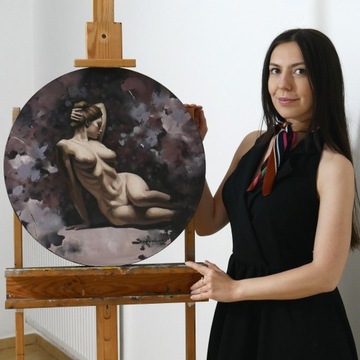 Marlena Sztamborska SITTING #1 obraz olejny 50 cm