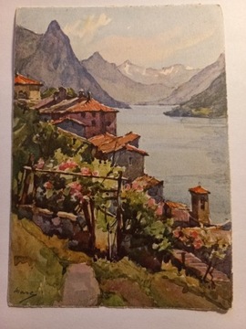 Pocztówka Szwajcaria Pejzaż Górski Jezioro