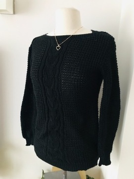 Sweter damski czarny S 36 z długim rękawem splot