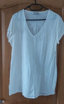 Biała ślicznie haftowan długa bluzka (tunika)
