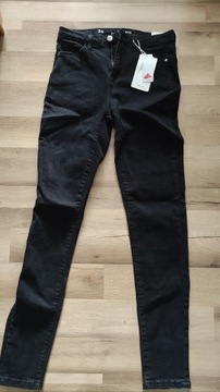Skinny leg high rise jeansy czarne XS 34