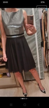 Sukienka srebrno czarna na imprezę