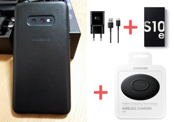 Samsung S10e + Leather Case + Wireless Charger