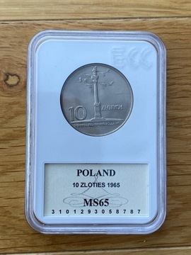 10 zł. 1965 Kolumna Zygmunta NGC MS65