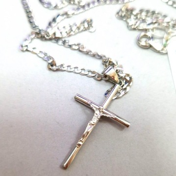 Srebrny łańcuszek z przywieszką krzyż JUBITOM