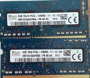 DDR3 HYNIX 6GB 1Rx16 PC3L-12800S-11-12-C3