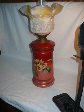 Lampa naftowa porcelana malowana 19 wiek