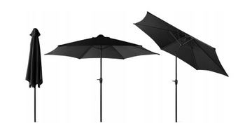 Czarny parasol zew o średnicy 300 cm do ogrodu