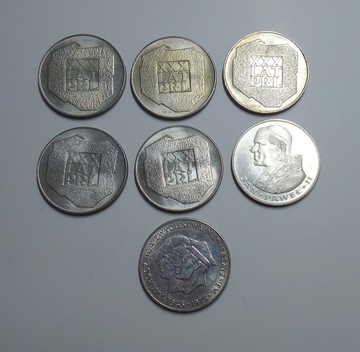 Zestaw 7 szt. monet PRL, J. Paweł II, XXX lat PRL