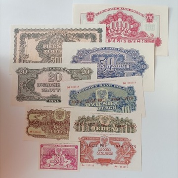 PRL komplet banknotów 1944r emisja pamiątkowa 1979