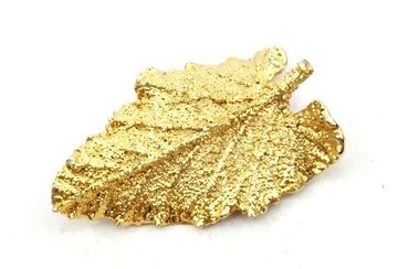 S9 Vintage elegancka broszka listek liść kolor złoty