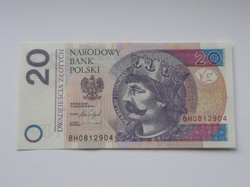 20 zł złotych 2016 UNC z paczki seria BH