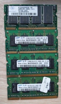 DDR2 pamięci do laptopów sprawne komplet 4 szt.