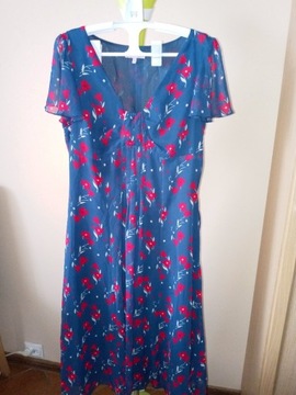 sukienka boho zwiewna kwiaty M&S midi maxi 40 42