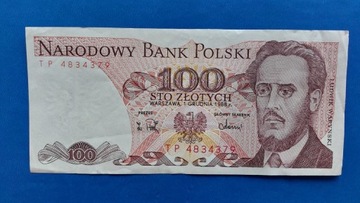 Banknot 100 zł z 1988r, Seria TP