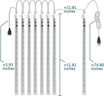 Wodoodporne Lampki LED Soplie  8 Rurek 30 cm