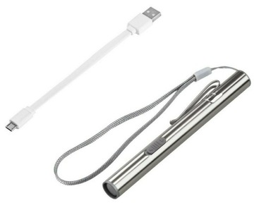 Latarka LED laryngologiczna diagnostyczna inox USB