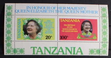 Tanzania blok 1986 Królowa Elżbieta II J13 **