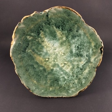 talerzyk na 3-nogu ceramika szkliwion wabi-sabi