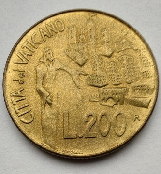 WATYKAN JP II 200 Lira 1991 okołoMENNICZA