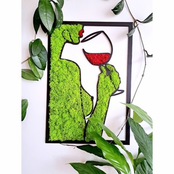 Obraz z chrobotka kobieta z winem, wine time