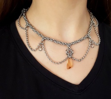 Naszyjnik chainmaille kryształ Swarovskiego