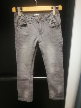 chłopięce spodnie jeansowe 134, z regulacją, szare