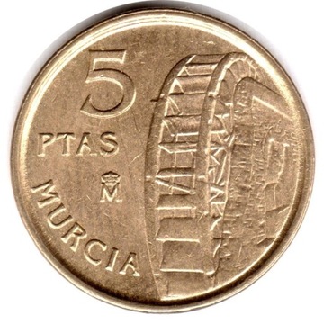 Hiszpania 5 peset 1999 "Murcia" , KM# 1008
