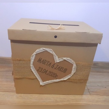 Pudełko na koperty ślubne handmade boho XL